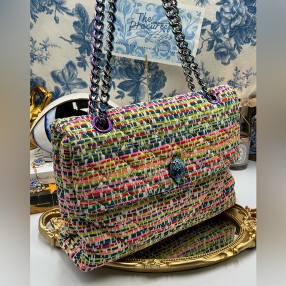 🆕 KURT GEIGER LONDON 🧿 NWOT Large Tweed Kensington, Multicolour Woven - Picture 3 of 15